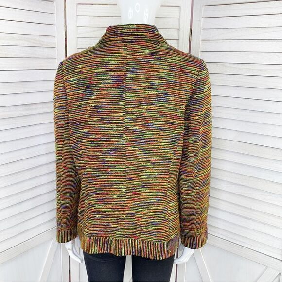 Lee Dong Soo Space Dye Chenille Full Zip Blazer Jacket Yellow Multi Large - Picture 4 of 16